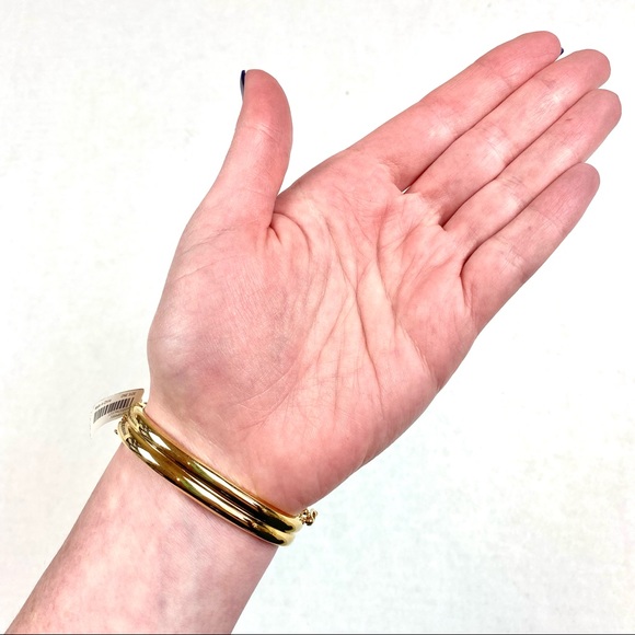 Banana Republic Rhinestone Flower & Gold Bangle Bracelet - Picture 2 of 7